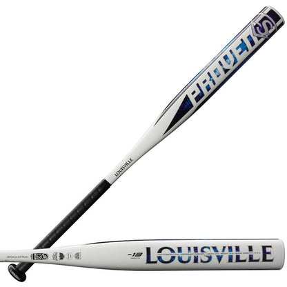 Fastpitch softball bat barrel with Louisville branding and -13 mark; white and black design