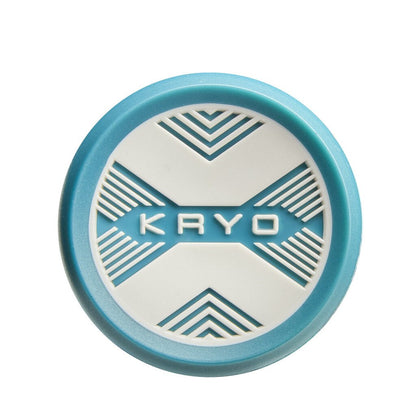 Fastpitch softball bat end cap, teal ring with KRYO pattern on face