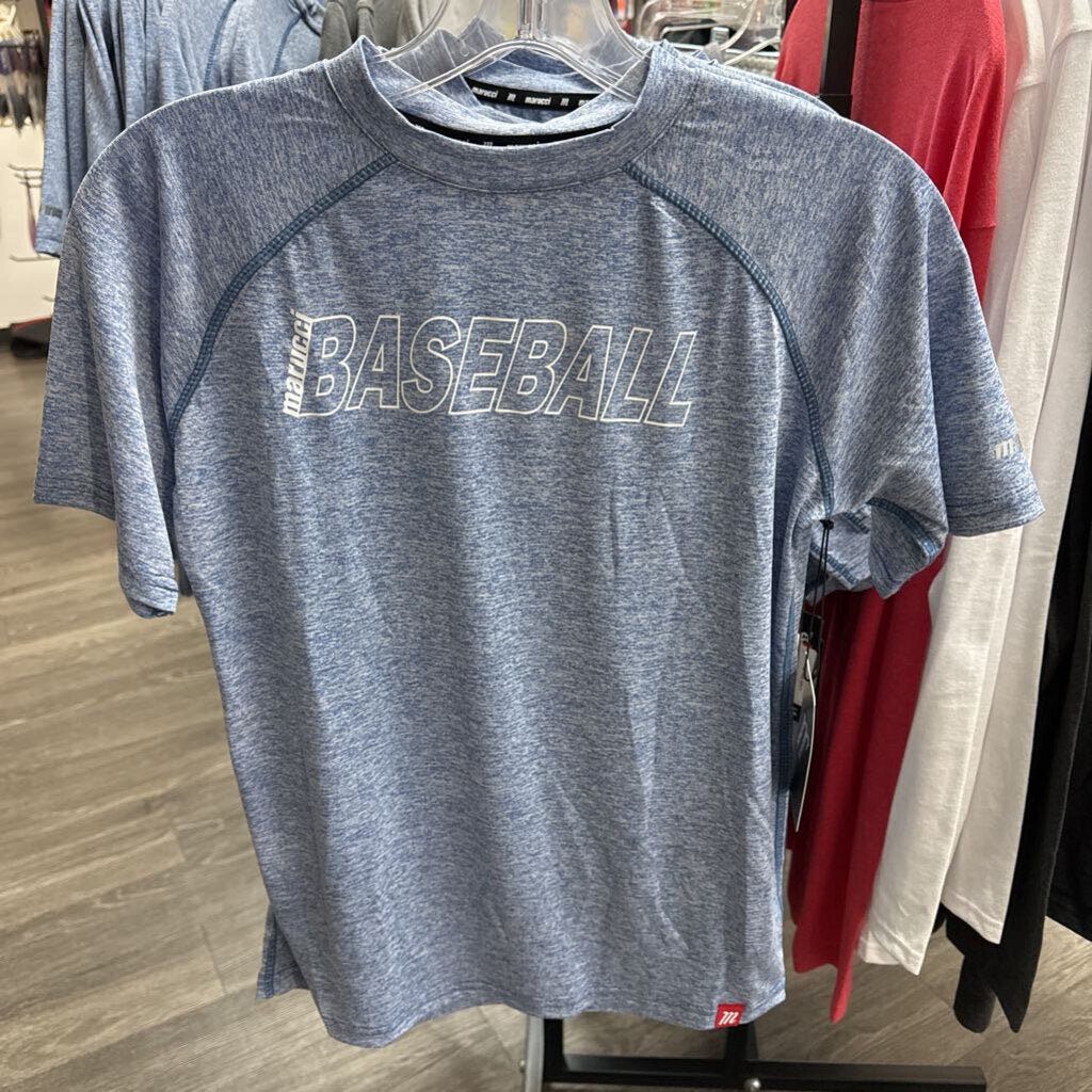 Marucci Baseball Heathered Tee Shirt - Youth M Blue New - 2nd String Sports