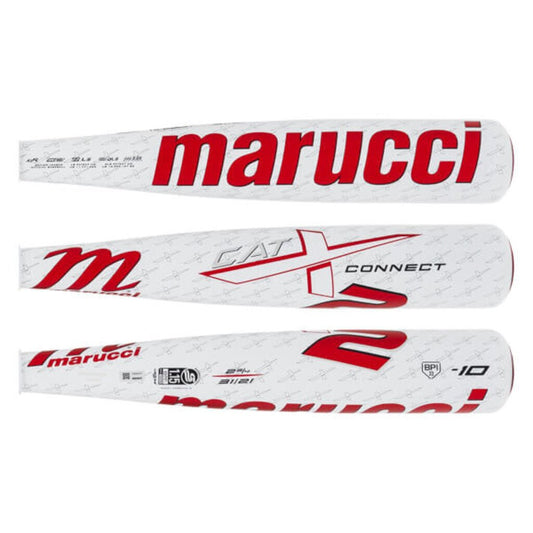 White Marucci baseball bat with red CONNECT and graphics