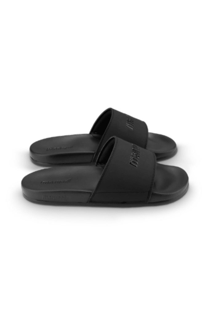 Marucci black slides with double straps and contoured footbed