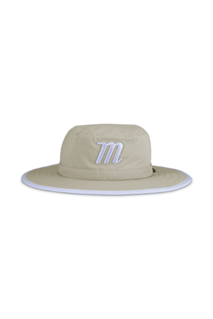 Tan wide-brim boonie hat with Marucci M logo on the front