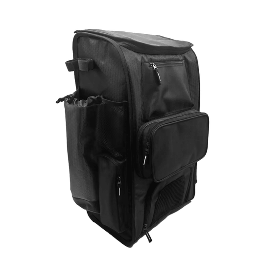 NBS Elite Rolling Baseball/Softball Bat Bag - Black - Large - Roller Black Charcoal New - 2nd String Sports