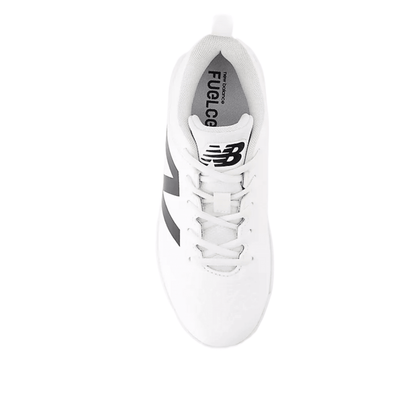 Youth turf shoe heel and laces, white interior lining with logo patch