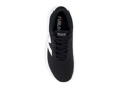 Women's black turf shoe, heel and collar view with FuelCell branding