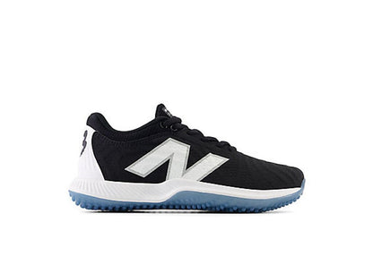 Women's black turf shoe, lace-up low profile with New Balance logo and white midsole