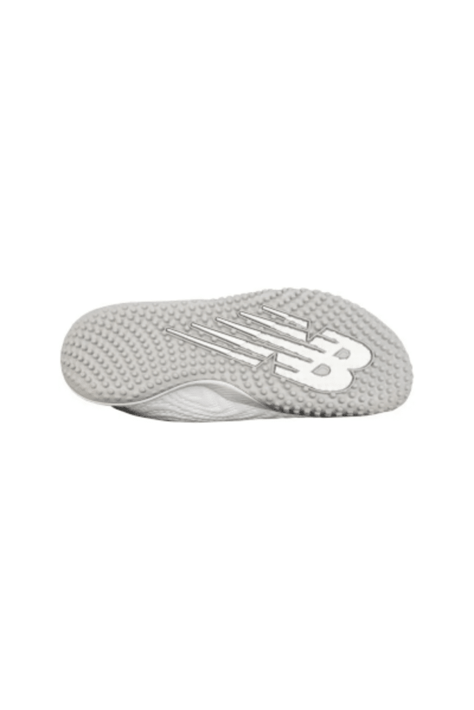Women's turf shoe outsole, light gray textured tread with New Balance logo