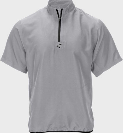 Youth short-sleeve batting jacket, grey quarter-zip pullover with stand collar