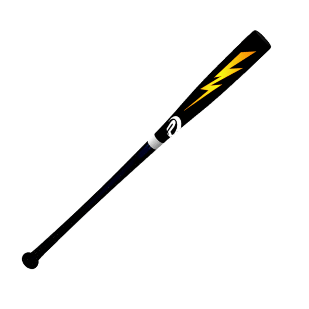 Hybrid composite funo bat with black barrel and yellow lightning graphic