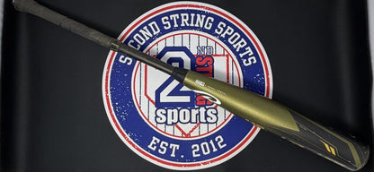 Used 32-inch baseball bat with dark olive finish and black grip end