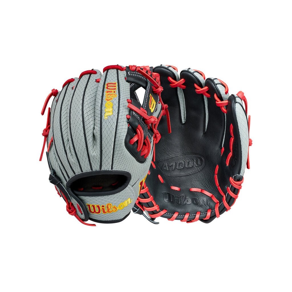 2027 Wilson 11.5" A1000 Pedroia Fit Firebird Southeast SMU Baseball Glove - Limited - 11.5 in PF Black Red Grey New - 2nd String Sports