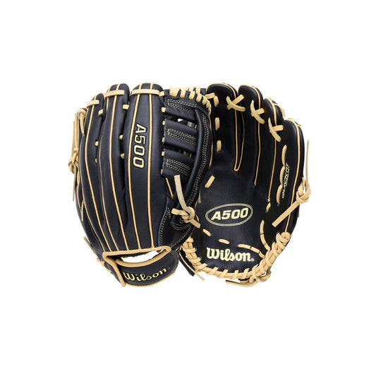 2027 Wilson 12.5" A500 Youth Outfield Baseball Glove - 12.5 in Black Blonde New - 2nd String Sports
