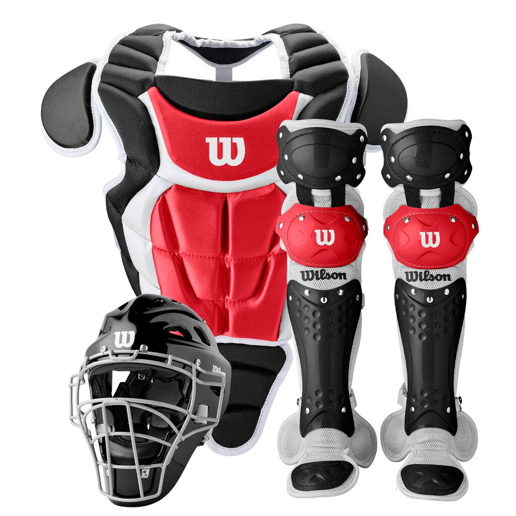 Baseball and Softball Youth Catcher's Set Wilson C200 NOCSAE - Multiple Colors - Youth Black Scarlet New - 2nd String Sports