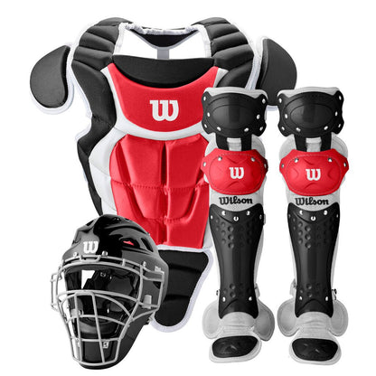 Baseball and Softball Youth Catcher's Set Wilson C200 NOCSAE - Multiple Colors - Youth Black Scarlet New - 2nd String Sports