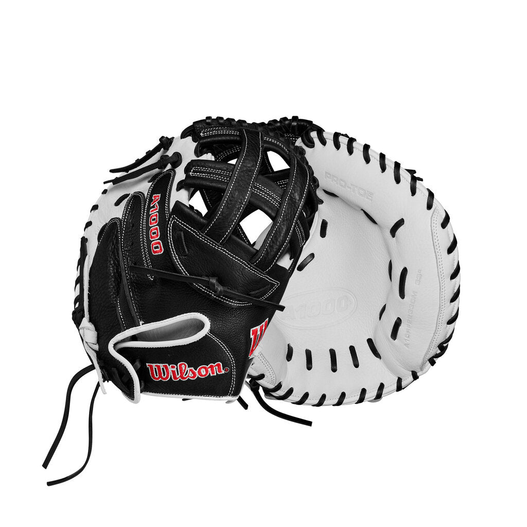 Fastpitch Softball Catcher's Mitt Wilson A1000 - 33" - 33" White Black Red New - 2nd String Sports
